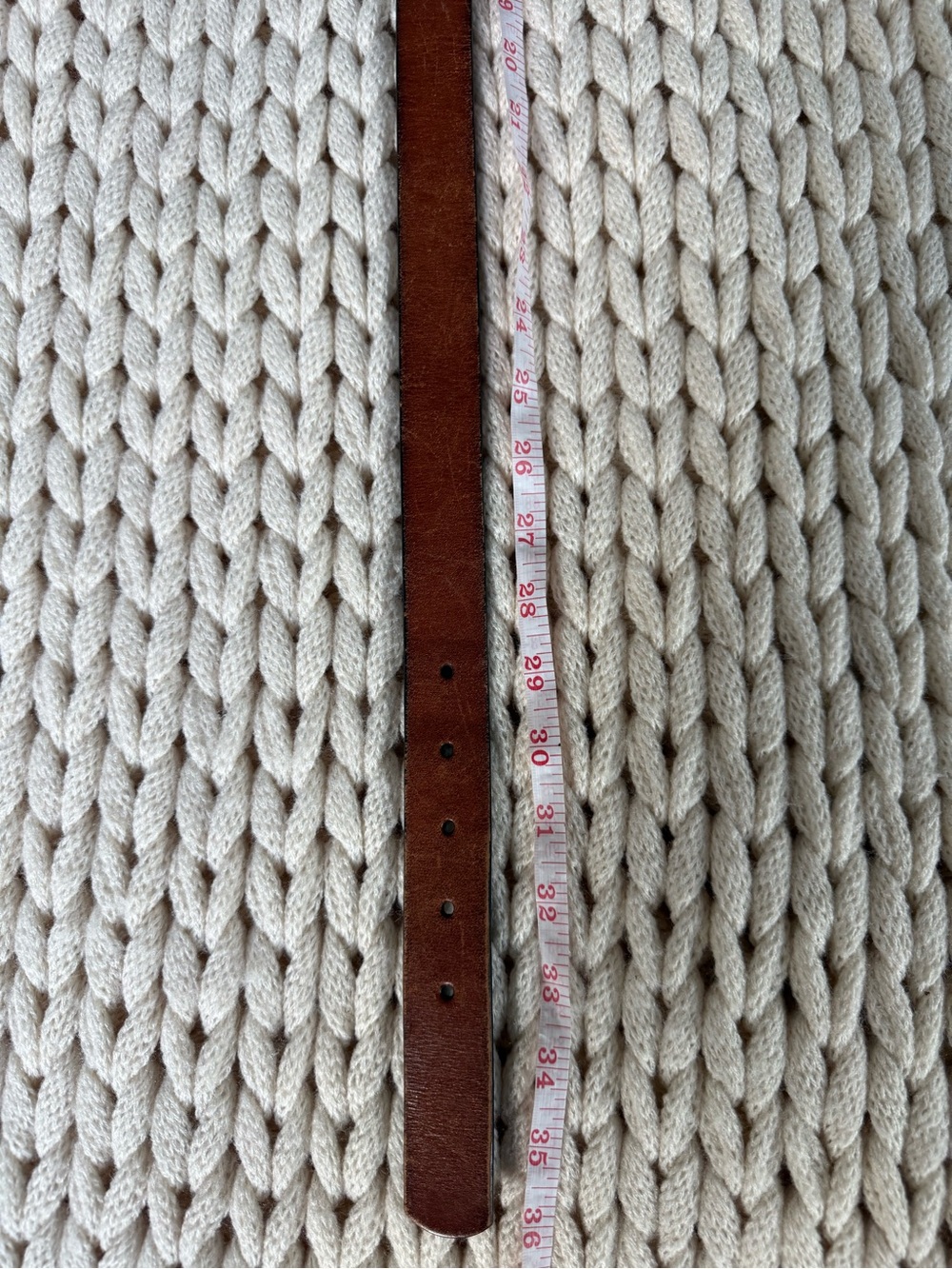 Women’s Brown Leather Dockers Belt with Brass Buckle - Picture 4 of 4